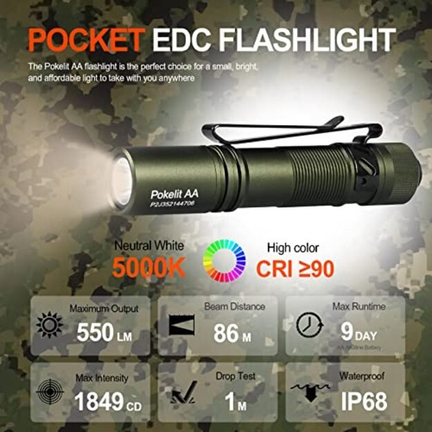AceBeam kišeninis žibintuvėlis Pokelit AA Žalias