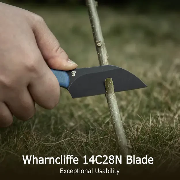 Нож Kubey Rock Hopper синий, дизайн Скотта Халперна, Micarta, 14C28N (KU412C)