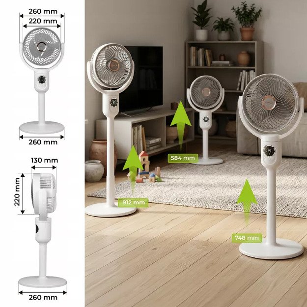 Ventiliatorius su akumuliatoriumi ir 6xSMD apšvietimu pilkas , VA0434G Vayox