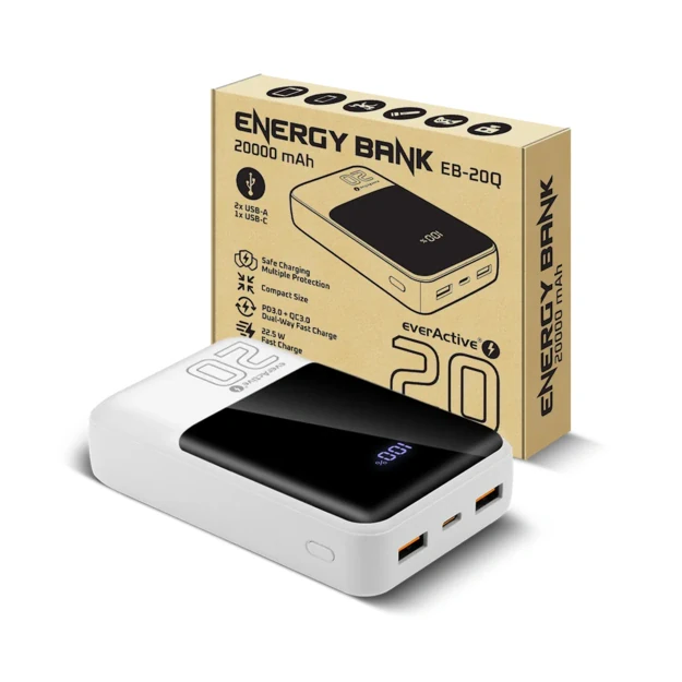 Išorinė baterija (powerbank) everActive Energy Bank EB-20Q 22.5W 20000mAh