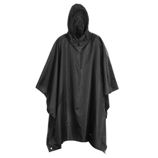 Badger Outdoor apsiaustas nuo lietaus Poncho Ripstop, juodas