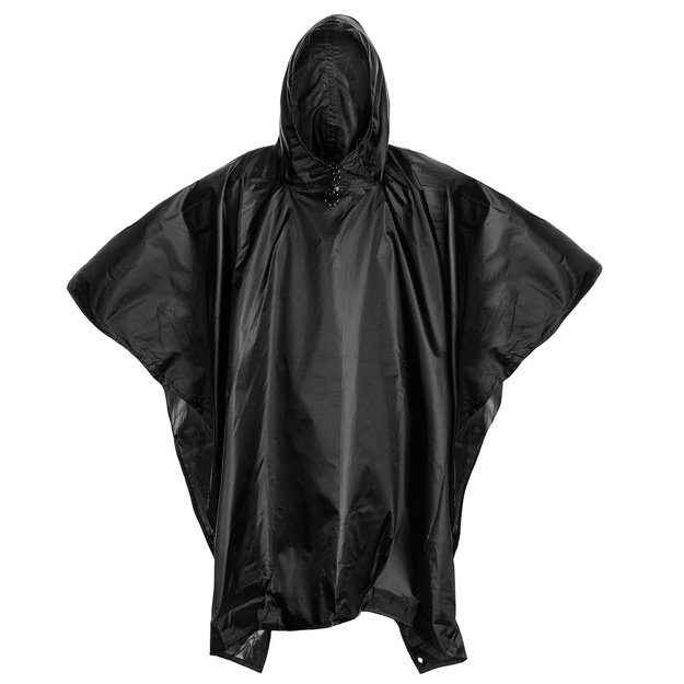 Badger Outdoor apsiaustas nuo lietaus Poncho Ripstop, juodas
