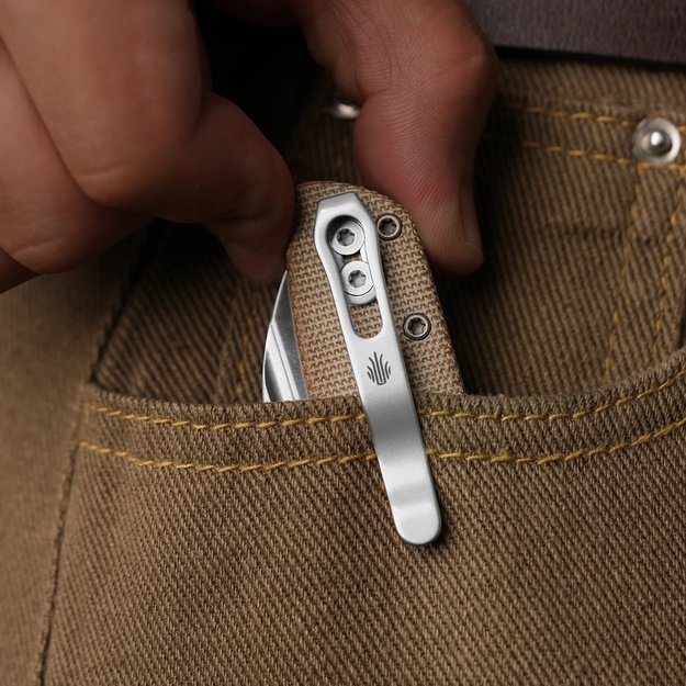 Kizer Renissance peilis Brown Norplex UltreX Micarta, Satin N690 by Caleb Waldman (V3698A2)