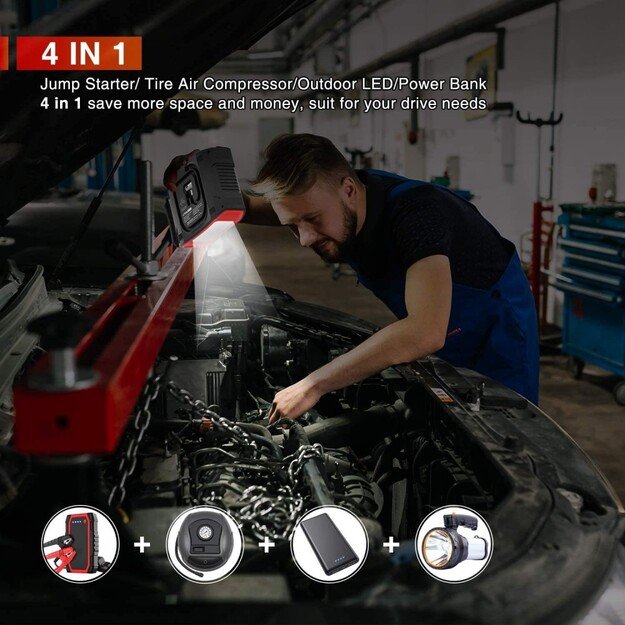 4-IN-1 2000A Jump Starter With Air Compressor Jstar 5