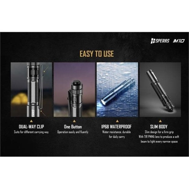 Speras M10 žibintuvėlis 200lm 4000K / CRI 95