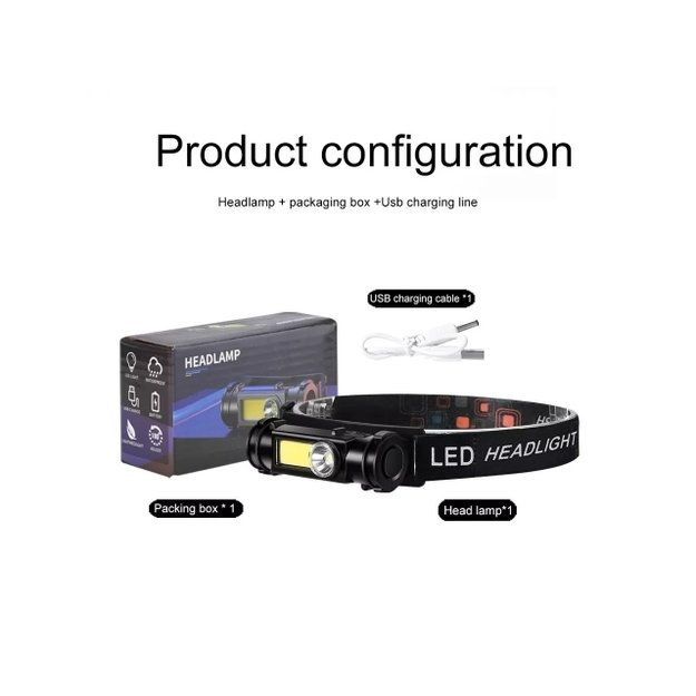 Žibintuvėlis ant galvos USB + magnetas