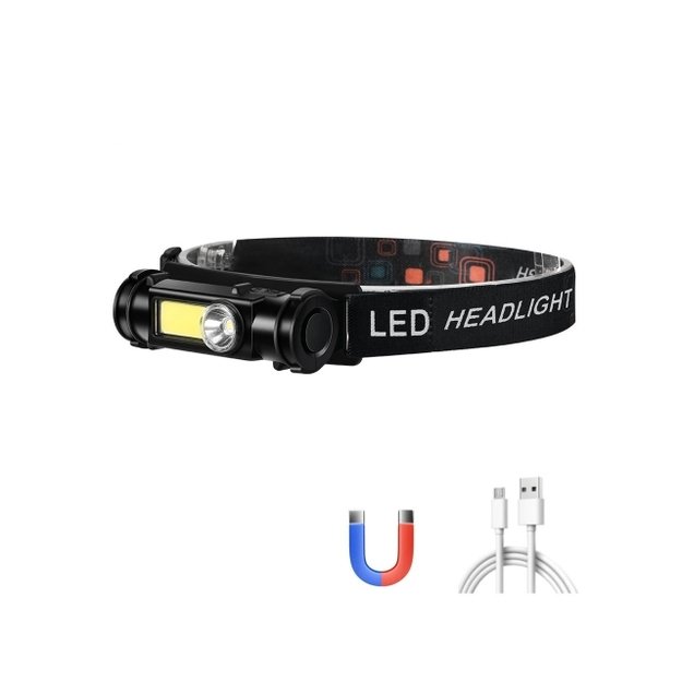 Žibintuvėlis ant galvos USB + magnetas