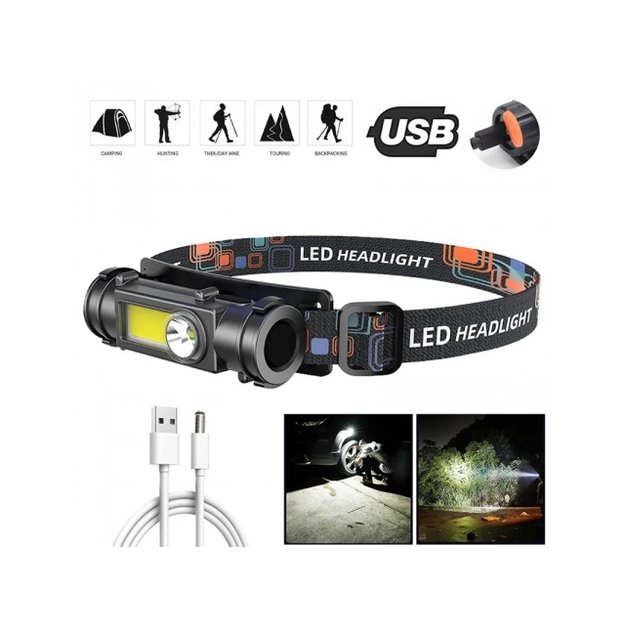 Žibintuvėlis ant galvos USB + magnetas