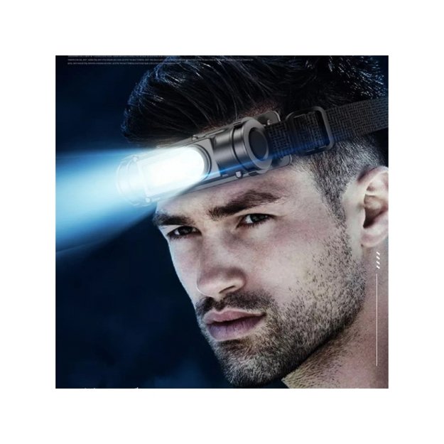 Žibintuvėlis ant galvos USB + magnetas