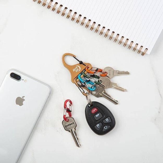 Nite Ize „KeyRack Locker S-Biner“ spalvotas raktų laikiklis su sagtimi ALIUMINIS – KLKA-29BG-R6