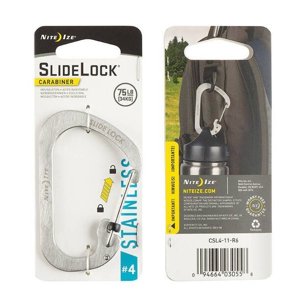 Nite Ize SlideLock carabiner no. 4 Stainless - CSL4-11-R6