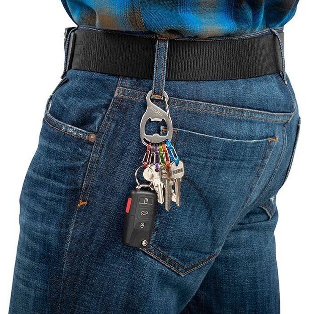 Nite Ize – KeyRack+ S-Biner – Nerūdijančio plieno raktų laikiklis su atidarytuvu – KRB2-11-R6