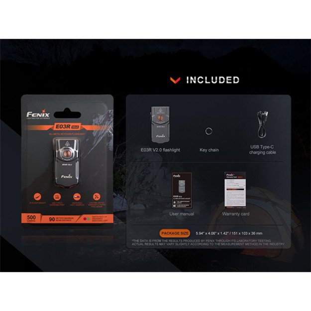 Fenix E03R V2.0 žibintuvėlis