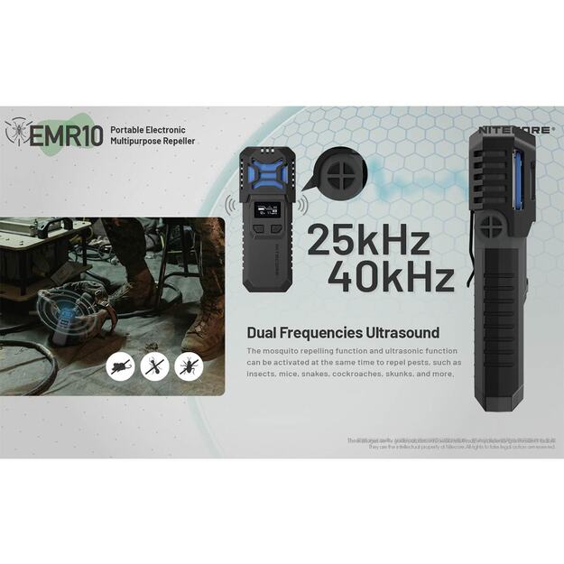 Nitecore EMR10 - Repelentas nuo uodų, įkraunamas su Powerbank funkcija