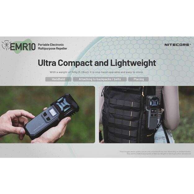 Nitecore EMR10 - Repelentas nuo uodų, įkraunamas su Powerbank funkcija