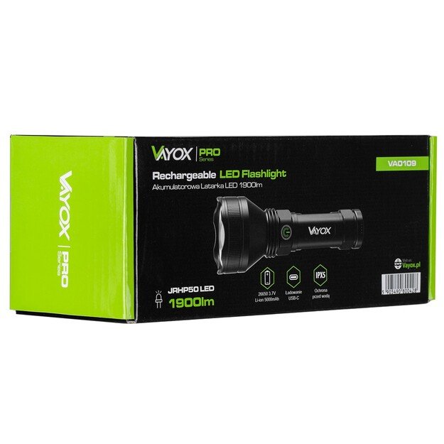 Тактический светодиодный фонарь Vayox Pro Series 1900lm VA0109