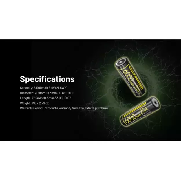 Nitecore High Drain baterija 21700, 6000mAh, Li-ion NL2160HPI