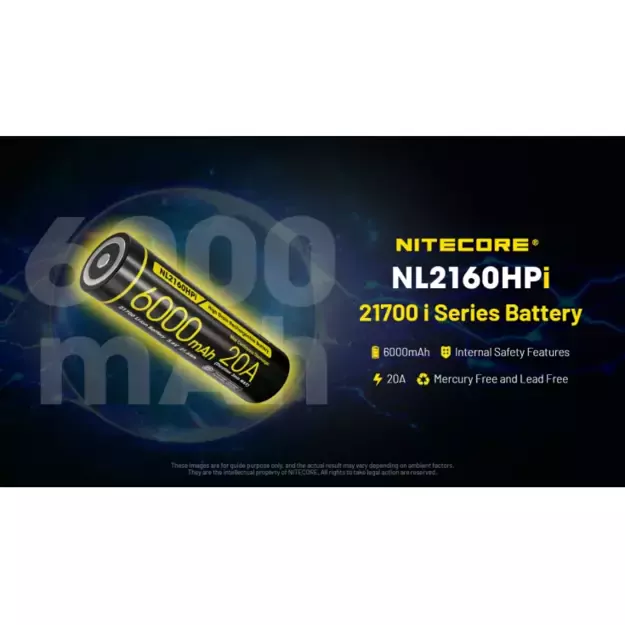 Nitecore High Drain baterija 21700, 6000mAh, Li-ion NL2160HPI