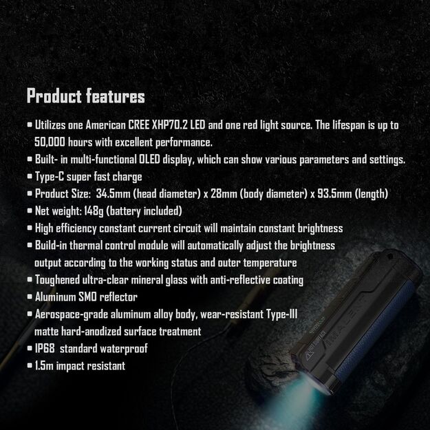 Мощный EDC фонарь IMALENT BL70 6000лм