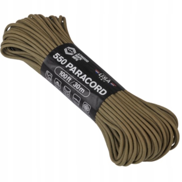 Paracord Atwood MFG 550-7 virvė 4mm 30,48m Coyote