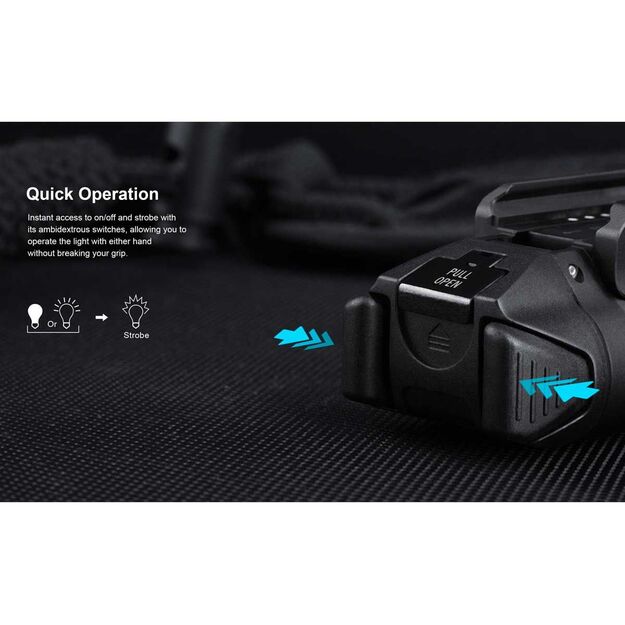 Olight PL-3 Valkyrie prožektorius ant pistoleto