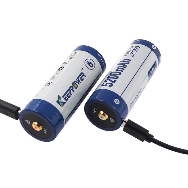 Keeppower 26650 - 5200mAh, Li-Ion 3.7V - 3.6V - PCB с защитой и USB разъемом P2652U
