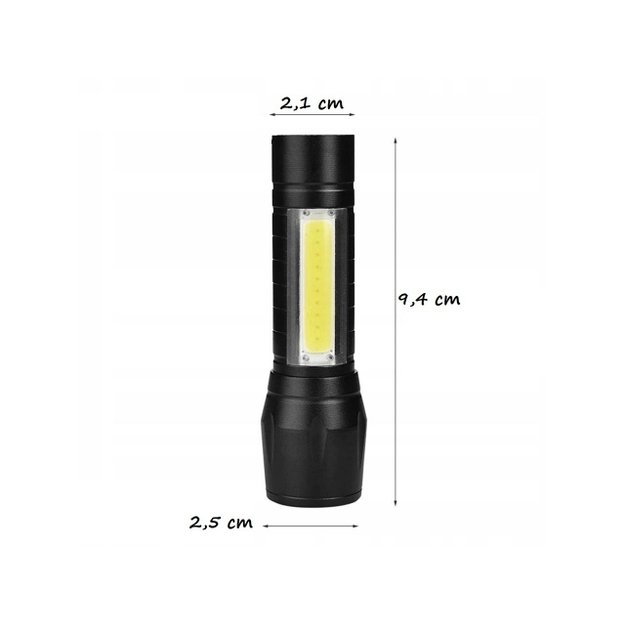 Mini žibintuvėlis LED COB, įkraunamas