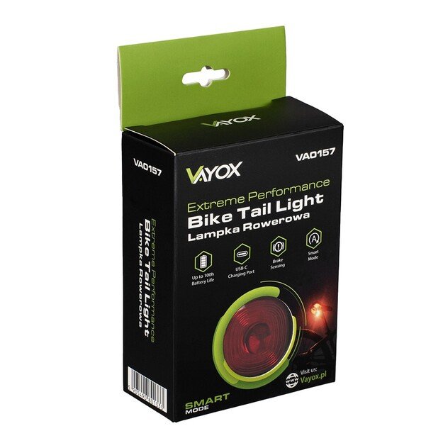 Задний велосипедный фонарь Vayox SMART USB-C 400mAh VA0157