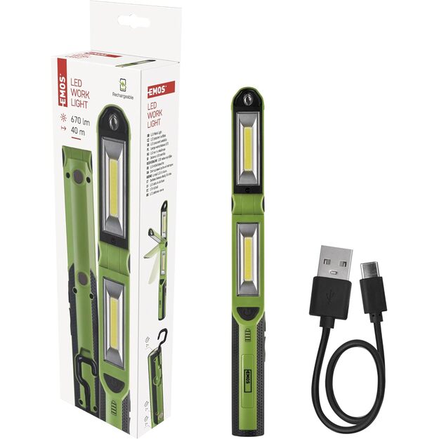 Emos įkraunamas žibintuvėlis, 670lm COB LED 2200mAh P4535