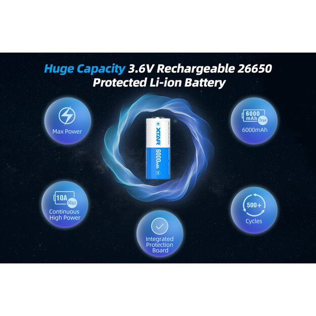 Аккумулятор XTAR 26650 6000 мАч