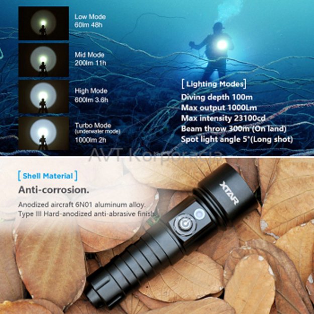 XTAR D26W žibintuvėlis nardymui