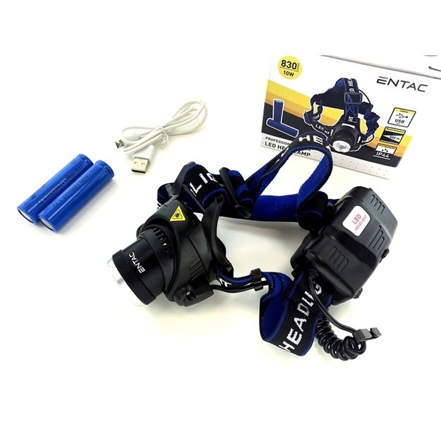 Kraunamas žibintuvėlis ant galvos 10W USB 830lm