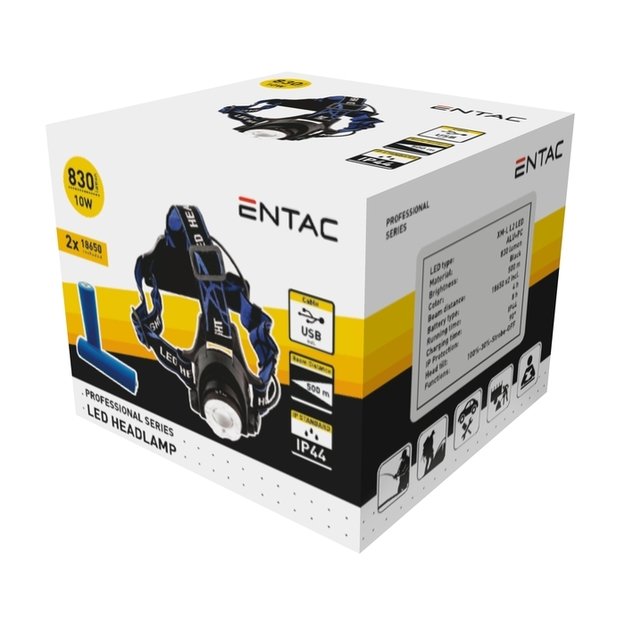 Kraunamas žibintuvėlis ant galvos 10W USB 830lm