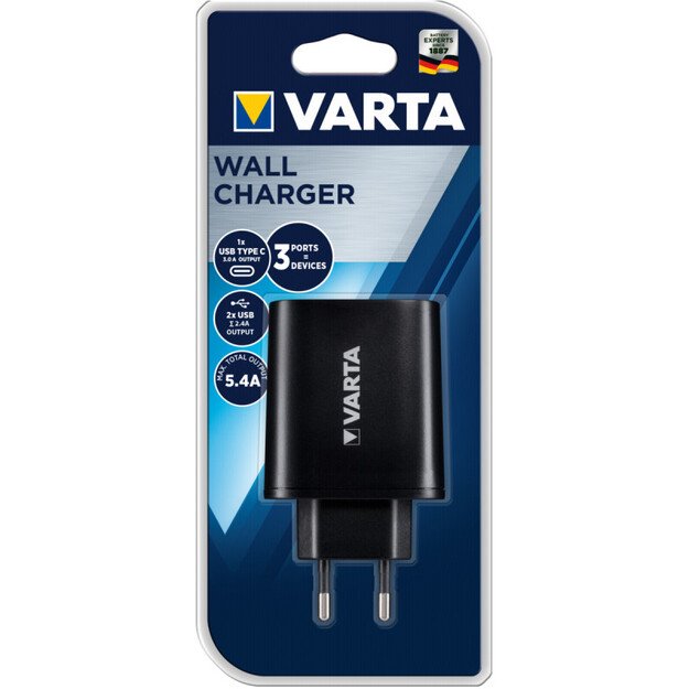 Kroviklis 220V 2USB+USB Type C VARTA 57958 