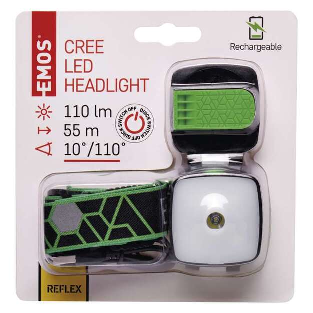 EMOS žibintuvėlis ant galvos su sensoriu