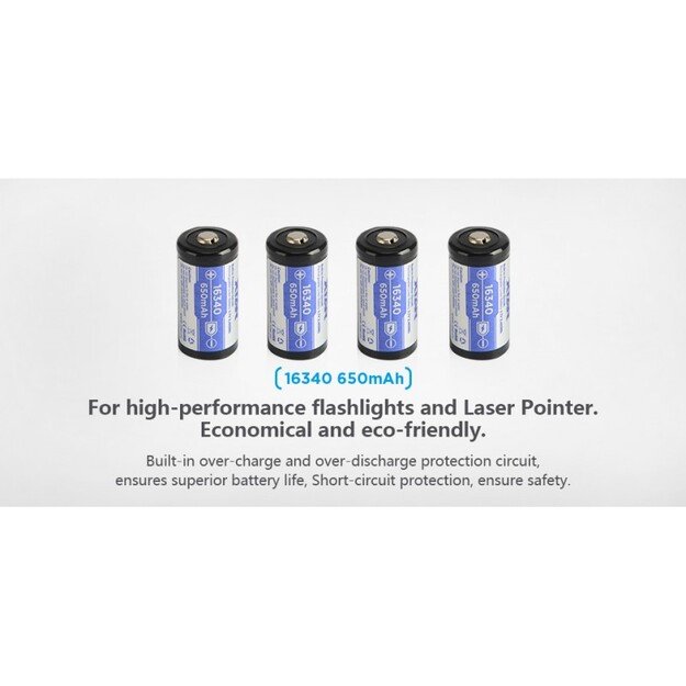 XTAR 16340 CR123 650mAh 3.7V pakraunama baterija