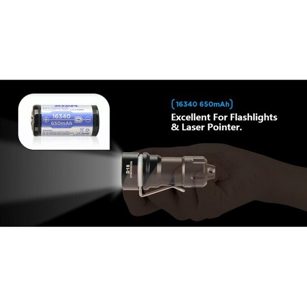 XTAR 16340 CR123 650mAh 3.7V pakraunama baterija