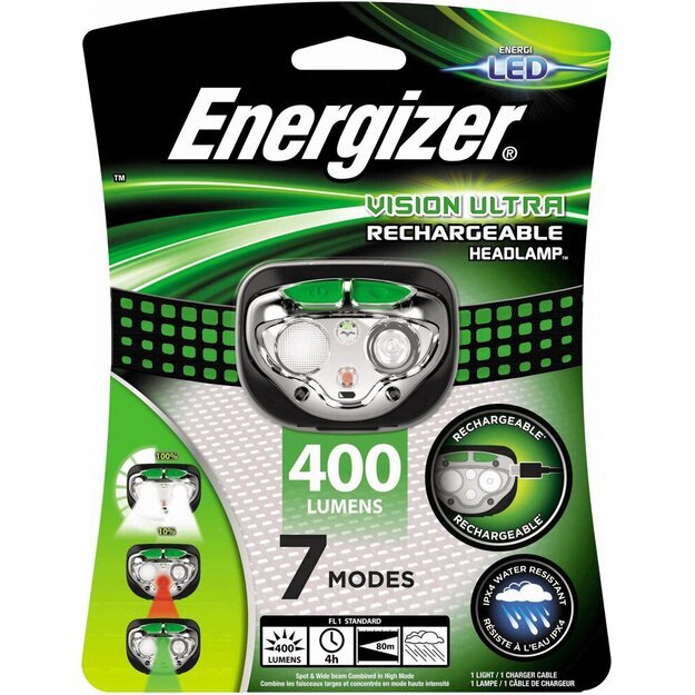 Energizer Vision Ultra HD įkraunamas žibintuvėlis ant galvos
