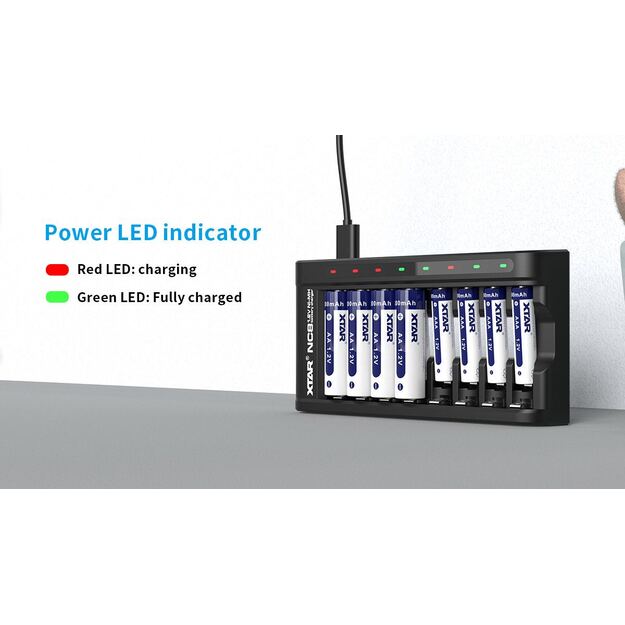 XTAR NC8 įkroviklis AA/AAA 1,2V Ni-MH USB