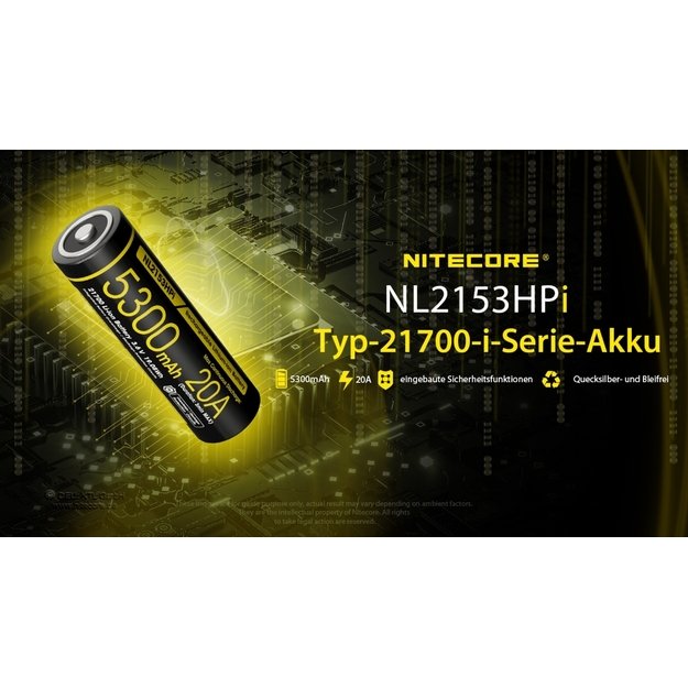 Nitecore baterija Li-Ion 21700 5300 mAh NL2153HPI