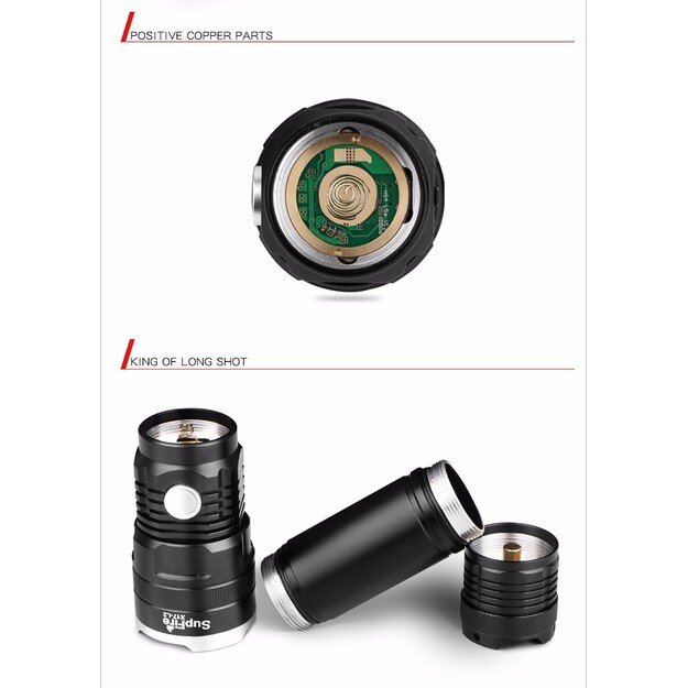 Supfire X17, USB, 1100lm žibintuvėlis