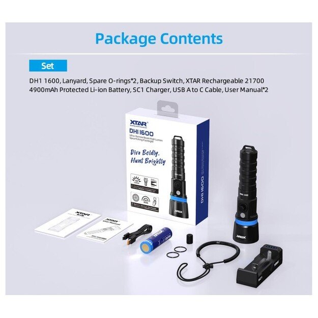 XTAR Hunter DH1 1600 diving flashlight 1600lm