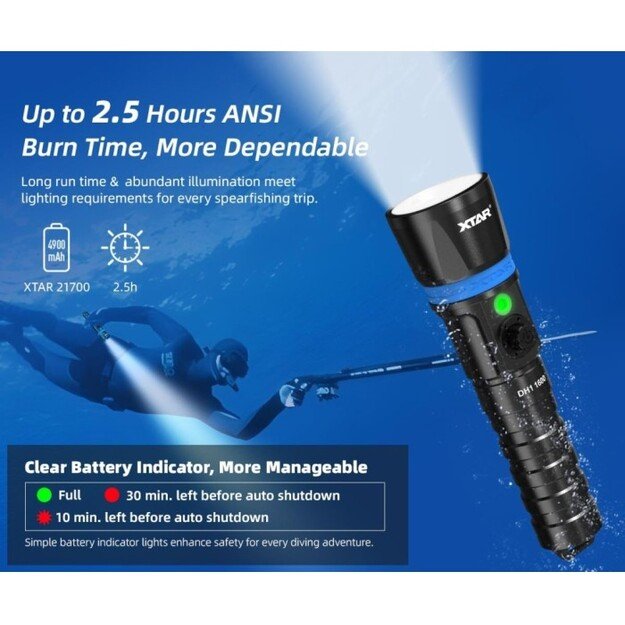 XTAR Hunter DH1 1600 diving flashlight 1600lm