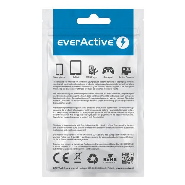EverActive kabelis USB-C PD 3.1 Gen2 E-Marker 100cm CBS-1CCD maitinimo tiekimas 5A 100W 10Gbps 4K60Hz UHD