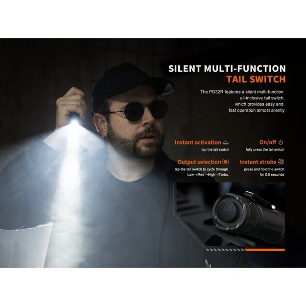 Fenix ​​​​PD32R LED žibintuvėlis su USB jungtimi Rudas