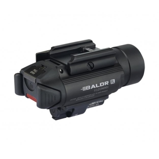 Olight Baldr-RL žibintuvėlis ant pistoleto su raudonu lazeriu