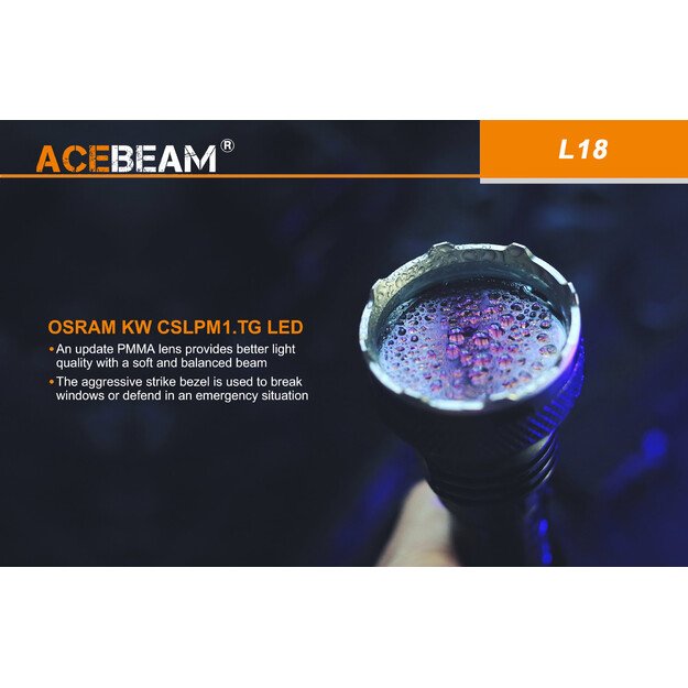 Фонарь Acebeam L18, 1500lm, 1000 метров