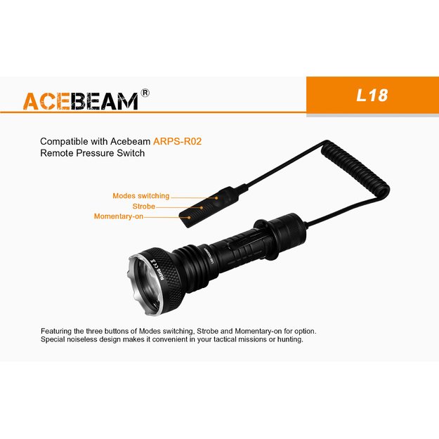 Фонарь Acebeam L18, 1500lm, 1000 метров