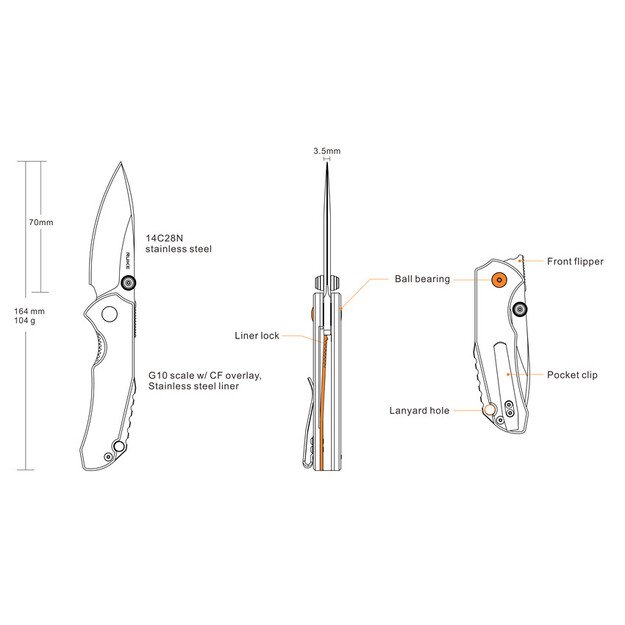 Ruike P671-CB peilis