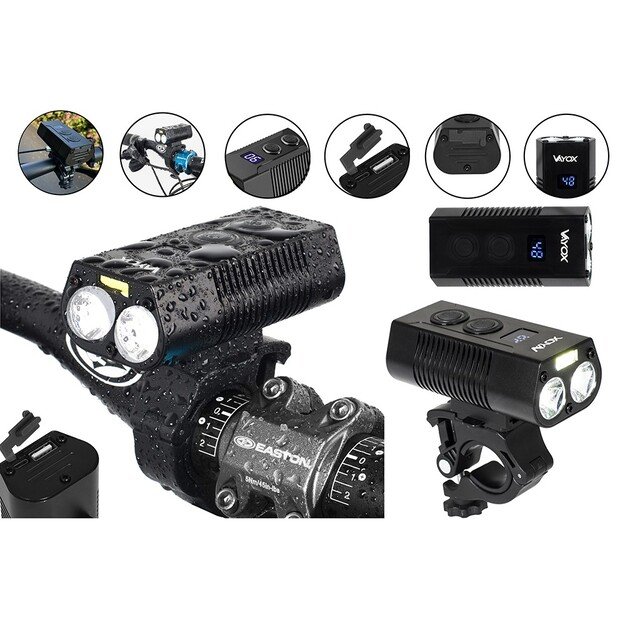 Dviračio žibintas 750 lm 2x XML + COB + powerbank Vayox